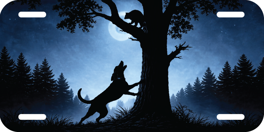 Coonhound Night Hunt Aluminum License Plate – Vinyl Graphic